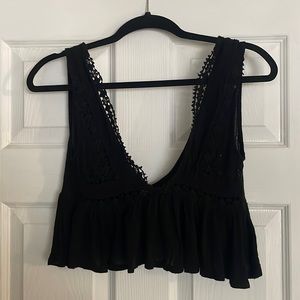 Black lace crop top